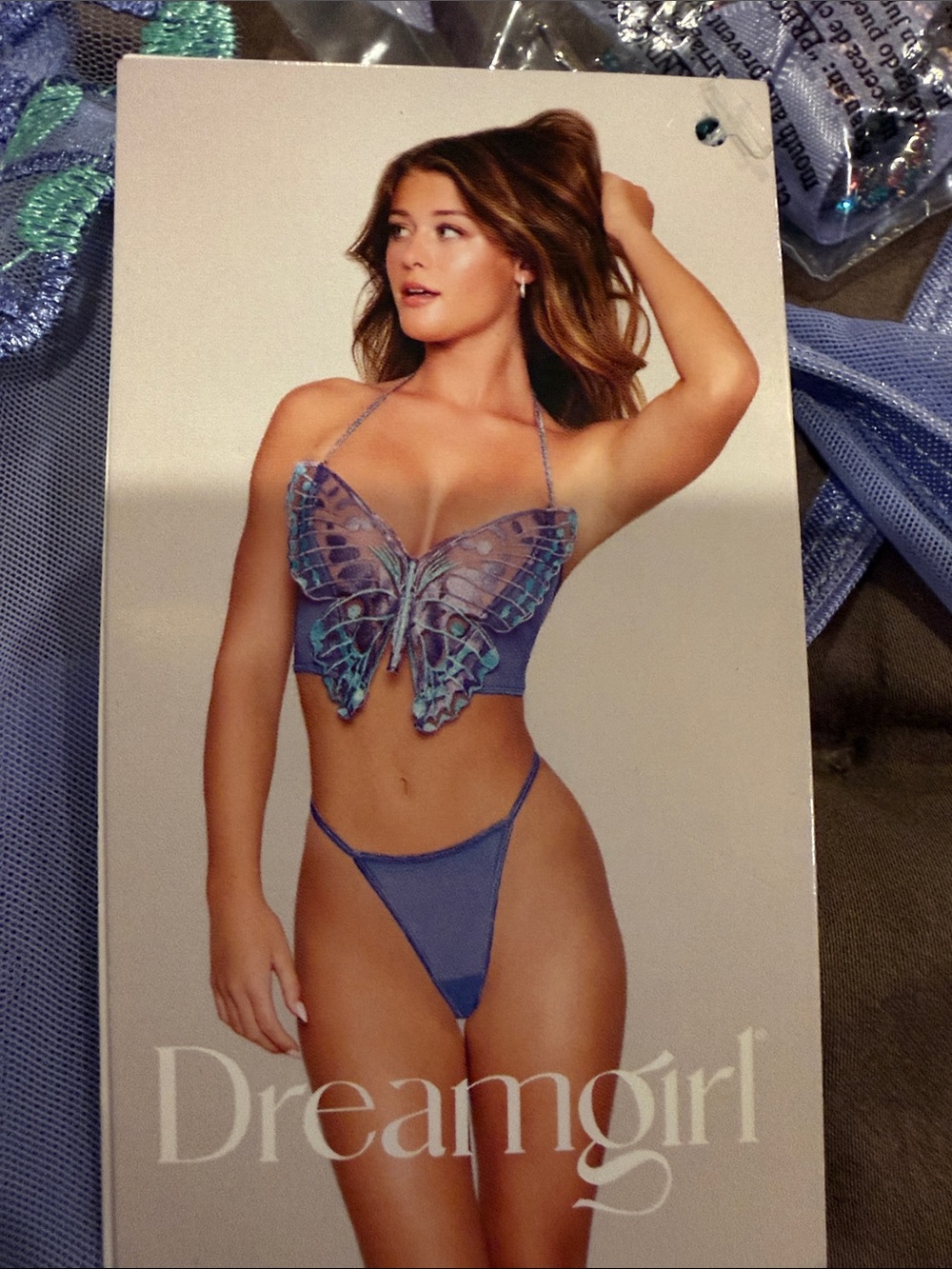 Dreamgirl Lavender Butterfly Lace Bralette & Thong Set - Light Purple